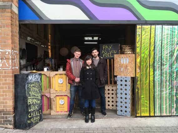Sheffield Hallam students Ryan Webster,  Jonah Allen and Robelle Borjal are urging people to take part in the 'Hunger Aims' homelessness challenge