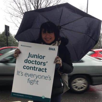 Junior doctors on the picket line outside Sheffield's Hallamshire Hospital.