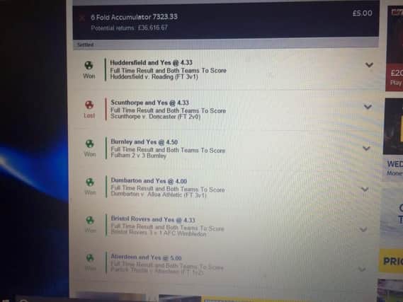 The failed bet which cost a punter 37,000. Photo: Blake Pidcock.