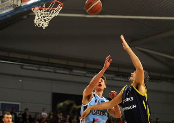 Sheffield Sharks' Mike Tuck scores with the layup against Glasgow Rocks. Picture: Andrew Roe