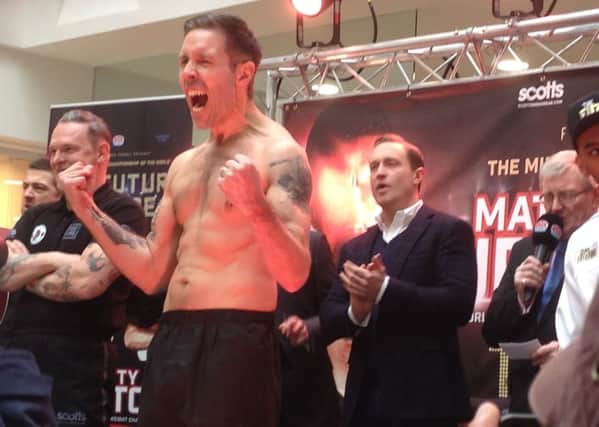Actor Paddy Considine as boxer Matty Burton, filming a scene of upcoming film 'Journeyman' at Doncaster's Frenchgate Centre on March 10 2016.