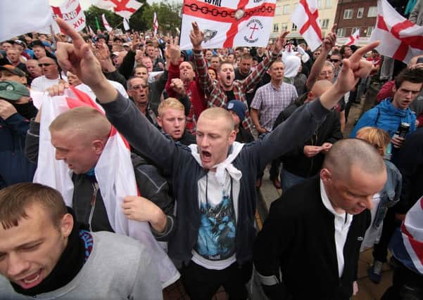 An EDL protest in Rotherham