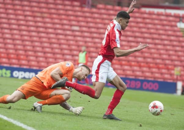 Ashley Fletcher is felled by Dan Bentley in the penalty area but Conor Hourihane failed to convert the spot-kick as Barnsley suffered a rare defeat. 
Picture Dean Atkins