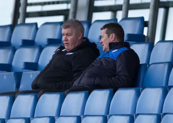 Chesterfield Reserves vs Gateshead Reserves - Danny Wilson watches the reserves from the stands with Chris Turner - Pic By James Williamson