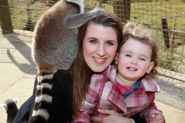 Feature on the Tropical Butterfly House in North Anston near Sheffield with Nik Farah and her daughter Imogen. They are pictured with the Lemurs at Lemur Heights.