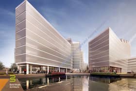 Impression of Basin Square, part of the Â£320m Chesterfield Waterside scheme
