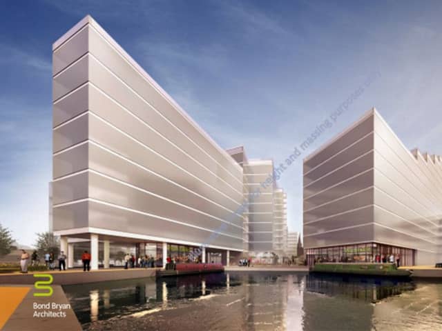 Impression of Basin Square, part of the Â£320m Chesterfield Waterside scheme