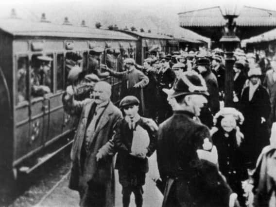 Troops leave Shirebrook Station in 1914