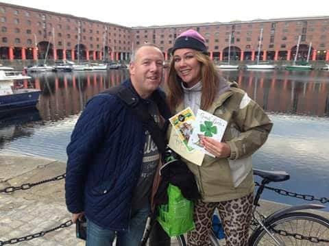 Autograph hunter Bruce Davis, from Woodseats, Sheffield, with Big Brother contestant Lisa Appleton.