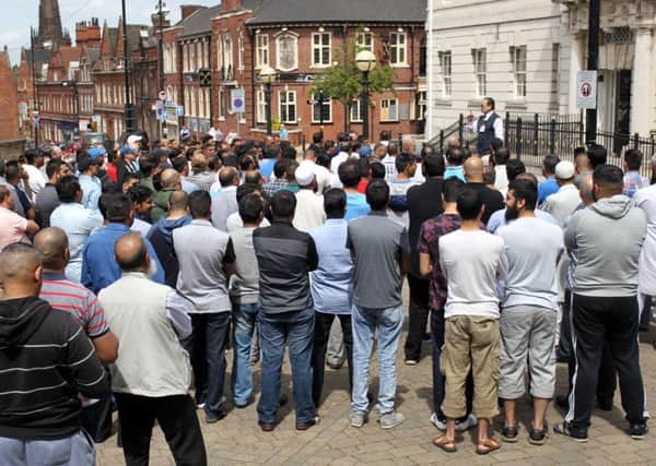 Rotherham taxi drivers protested outside Rotherham Town Hall as council approves plans for tougher licensing laws in June 2015