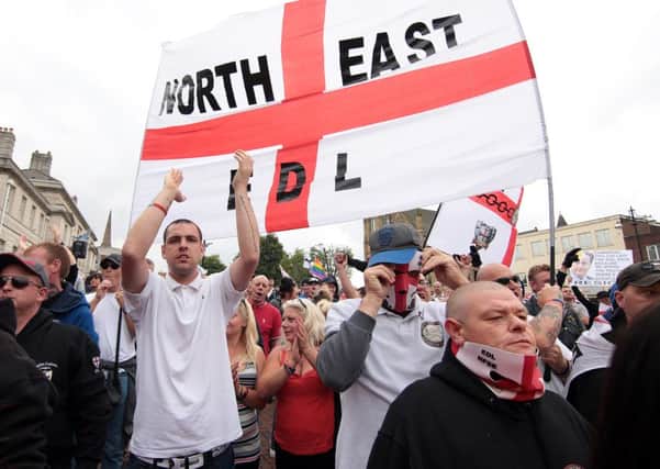 An EDL protest in Rotherham in September 2014