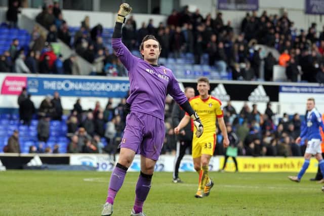 Lee Camp's trademark salute to Rotherham fans