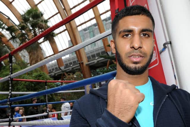 Atif Shafiq at the public work out for the Kell Brook Kevin Bizier fight at Sheffield Winter Gardens. Picture: Andrew Roe