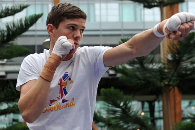 Luke Campbell takes part in a public work out at Sheffield Winter Gardens. Picture: Andrew Roe