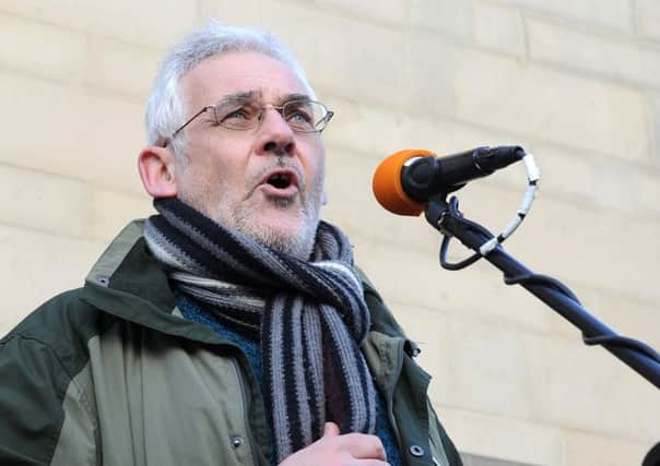 Martin Mayer, secretary of Sheffield Trade Union Council speaks at a TUC Rally at Barker's Pool. Picture: Andrew Roe