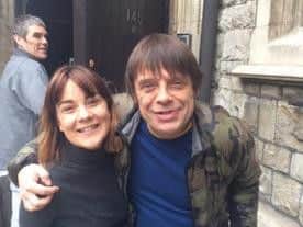 Stevie pictured with Stone Roses bassist Mani