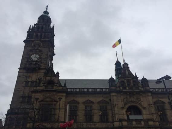 The Belgian flag is currently flying over Sheffield Town Hall