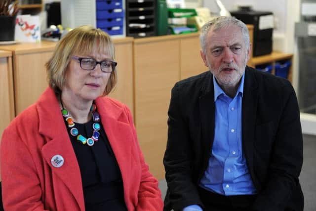 24 March 2016.....Labour Leader Jeremy Corbyn, along with Sheffield Brightside and Hillsborough candidate Gill Furniss, visit Disability Sheffield. Picture Scott Merrylees