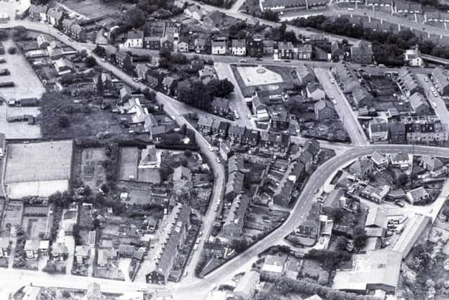 An aerial view of Stocksbridge in 1982