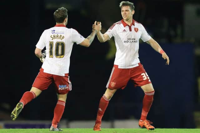 Sheffield United's Dean Hammond celebrates scoring his side's goal during the League One match at Roots Hall Stadium. Pic: David Klein/Sportimage