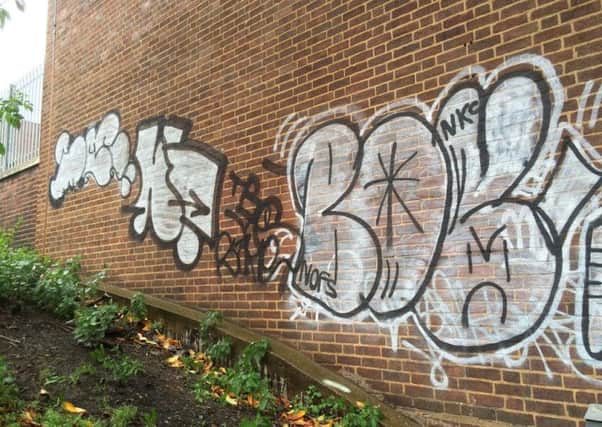 A six week spring clean to rid Sheffields businesses of graffiti has begun in the city centre. Graffiti at Mecca bingo on Flat Street