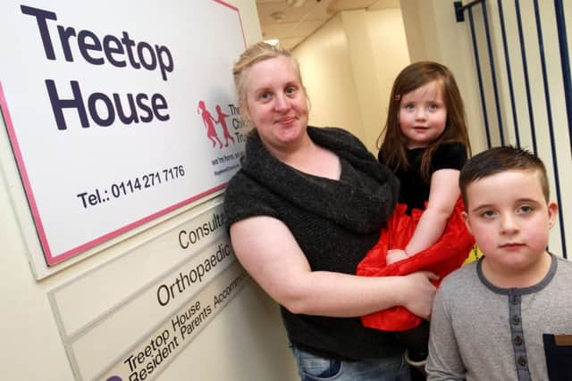 Treetop House's 15th anniversary at Sheffield Children's Hospital. Pictured are Rebecca Hilton, with Beth, two, and Kane, seven.