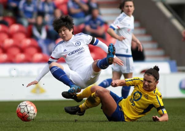 Becky Easton, in action for the Belles against Chelsea.