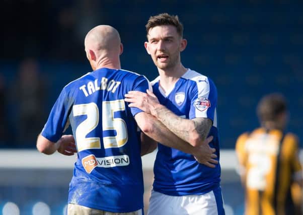 Chesterfield vs Port Vale - Drew Talbot and Jay O'Shea at full time - Pic By James Williamson