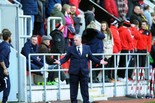 Leeds United manager Steve Evans during his side's defeat at Rotherham United