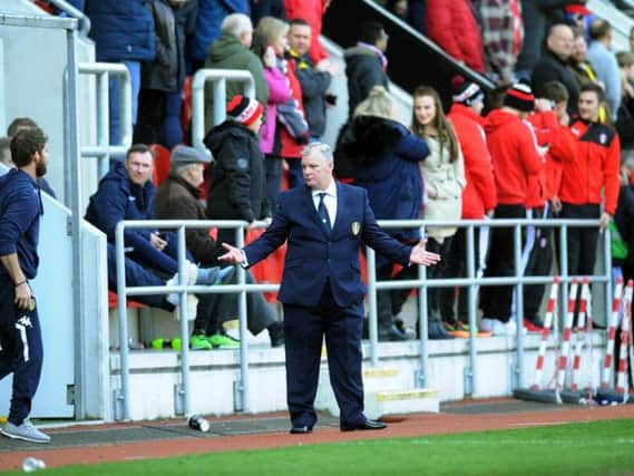 Leeds United manager Steve Evans during his side's defeat at Rotherham United