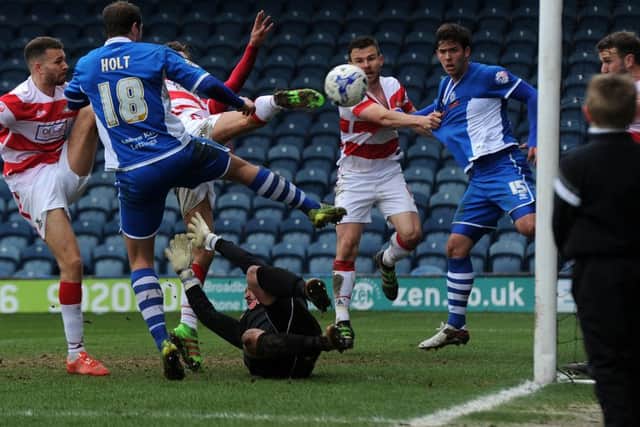Mitchell Lund scores Rovers; equaliser
. Photo:
Andrew Roe