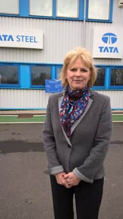 Anna Soubry at the Tata steelworks in Rotherham