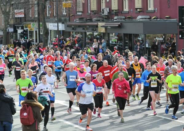 Runners took to the streets of a blustery Sheffield to compete in the Plusnet Yorkshire Half Marathon on Sunday April 12th. picture by mike cowling for Plusnet.