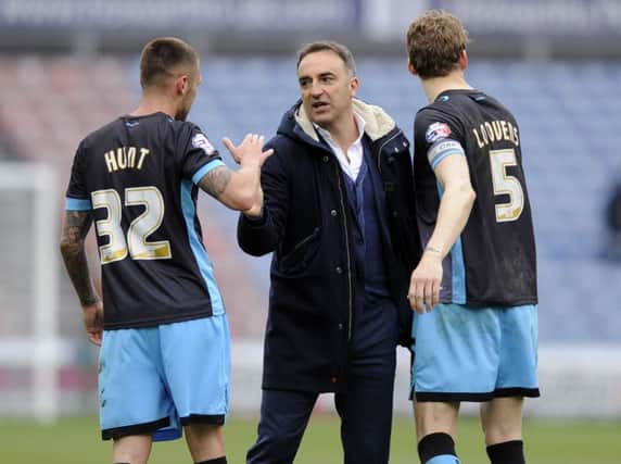 Carlos Carvalhal thanks his players at the final whistle