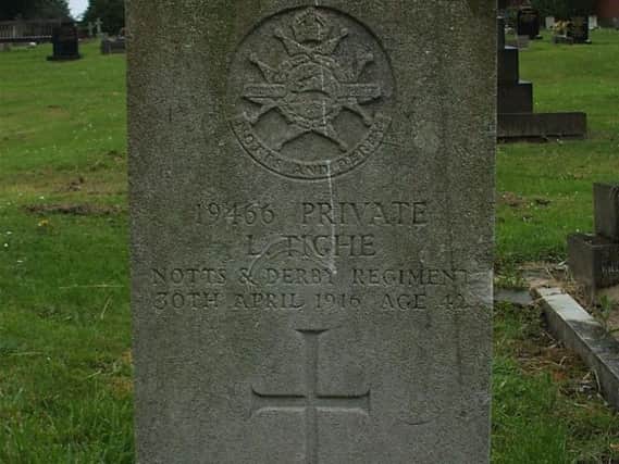 Lawrence Tighe's war grave in Chesterfield