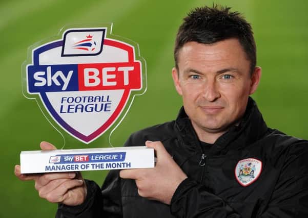 Paul Heckingbottom with his manager of the month award