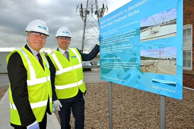 Sheffield MP Clive Betts and Richard Sears, communications director at Yorkshire Water at the unveiling of the new and improved sewage treatment works at Blackburn Meadow