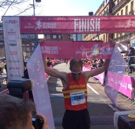 2016 Plusnet Yorkshire Half Marathon in Sheffield. The winner, John Franklin.