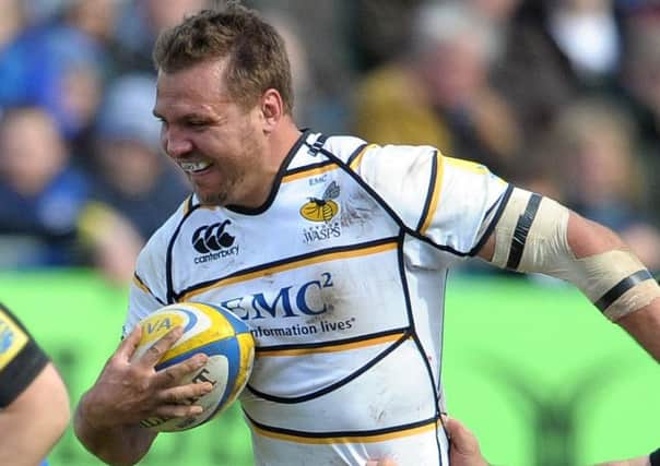 Ex-Titan Tinus Du Plessis, in action for Wasps, may be back at Clifton Lane next Saturday with his current club London Scottish. Photo: Tim Ireland/PA Wire.