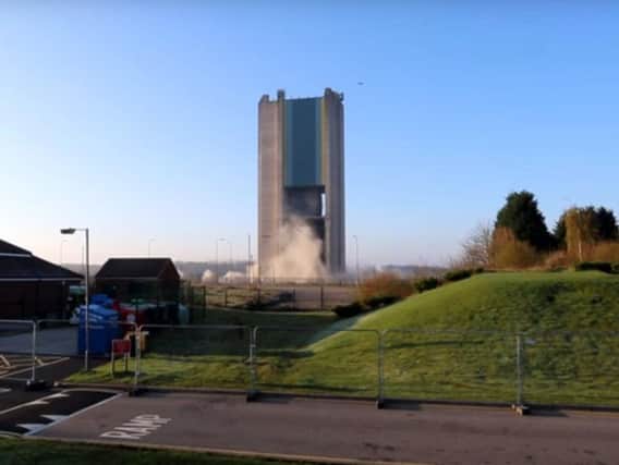 Yesterday morning's explosion failed to topple Harworth Pit Tower.