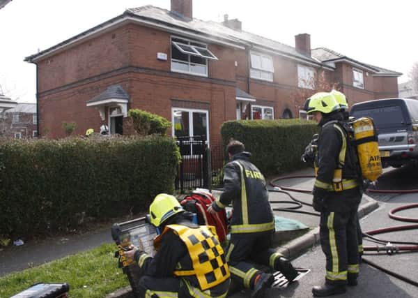 Firefighters attend a house fire iin  Maltrevers Terrace, Wybourn, Sheffield on April 11 2016.