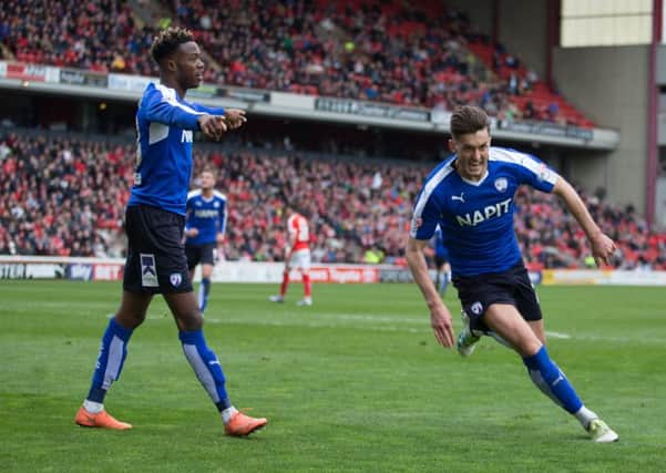 Barnsley vs Chesterfield - Ollie Banks celebrates his goal - Pic By James Williamson