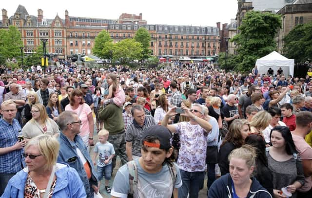 A packed out Peace Gardens, United Kingdom on 24 July 2015. Photo by Glenn Ashley.