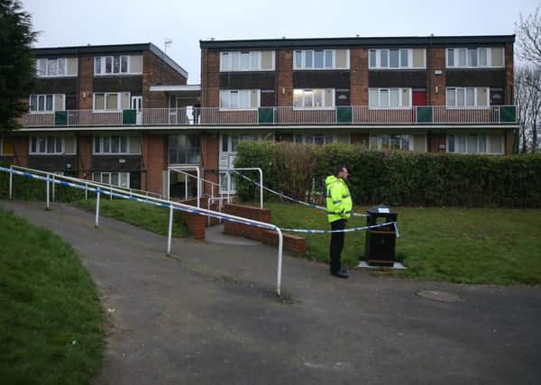 Police remain at a block of flats in Gleadless, Sheffield, this morning (Thursday 14 April 2016) after several police officers were injured by a male when they attempted to arrest him last night (Wednesday 13 April 2016). See Ross Parry copy RPYPOLICE :  A man has been arrested following a domestic incident. Police were called to Plowright Close, Sheffield at around 7.50pm last night and made attempts to arrest a man, who is in his 30s. During the course of the arrest, a number of police officers were injured. They are receiving treatment for their injuries, which are not life-threatening.  The injured officers' families have been informed.