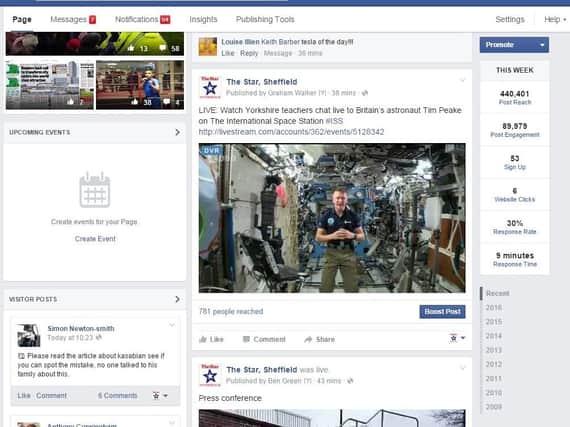 Astronaut Tim Peake talks from Space Station on Star Facebook Page