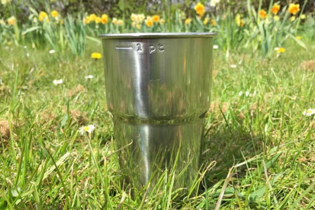 One of 250,000 steel cups to be used at Glastonbury Festival in 2016. The steel was smelted in Sheffield.