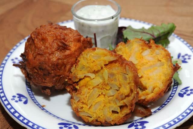 An onion bhaji dish at The Bhaji Thali Cafe, Chesterfield Road. Picture: Andrew Roe