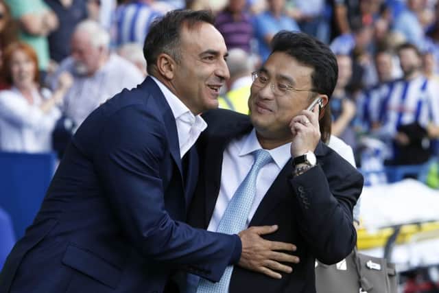 YOU'RE MY MAN: Sheffield Wednesday head coach, Carlos Carvalhal, with owner Dejhon Chansiri