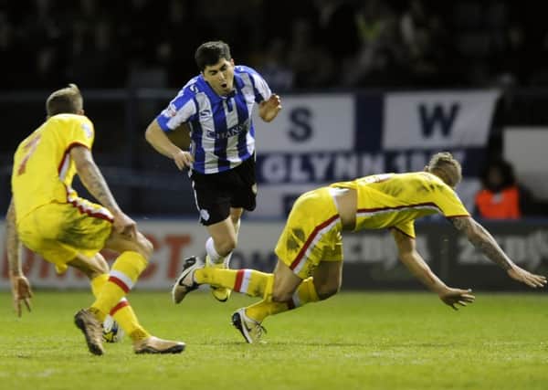 Owls Fernando Forestieri was booked for diving after this incident