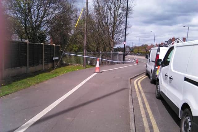 Police tape at Cantley Bridge, Doncaster, after a serious incident investigated by British Transport Police